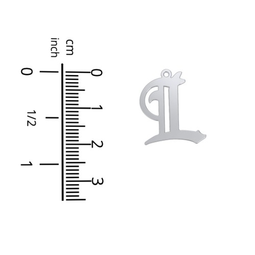 Men's Gothic Initial Pendant Necklace - L