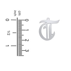 Men's Gothic Initial Pendant Necklace - T