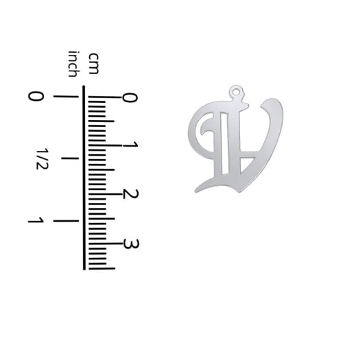 Men's Gothic Initial Pendant Necklace - V