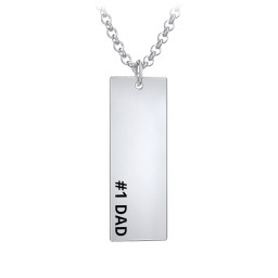 Men's Engravable #1 DAD Long Tag Necklace in 925 Sterling Silver