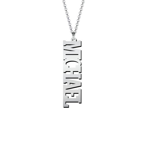 Men's Personalised Vertical Name Necklace – Sterling Silver