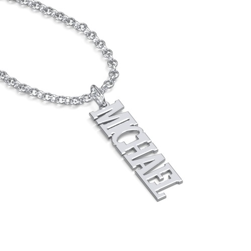 Men's Personalised Vertical Name Necklace – Sterling Silver