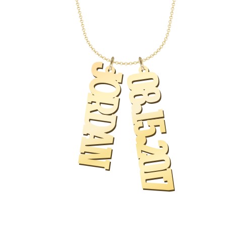 Men's Personalised Vertical 2 Name Necklace