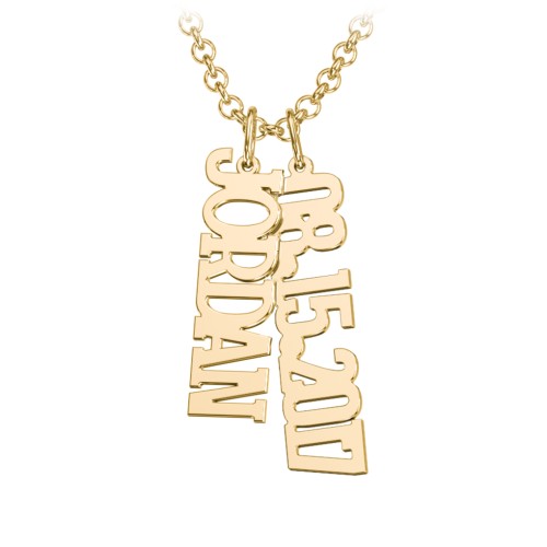 Men's Personalised Vertical 2 Name Necklace