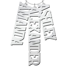 Men's Personalised Vertical 3 Name Necklace in 925 Sterling Silver