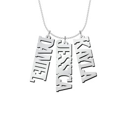 Men's Personalised Vertical 3 Name Necklace in 925 Sterling Silver