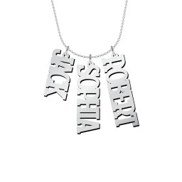 Men's Personalised Vertical 3 Name Necklace in 925 Sterling Silver
