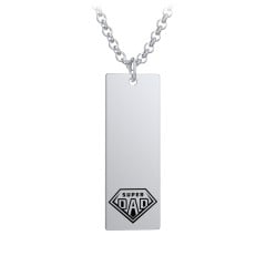 Men's Engravable SUPER DAD Long Tag Necklace