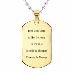 Engravable Gold-Plated Dog Tag Necklace
