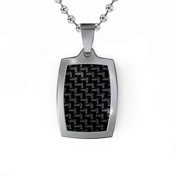 Houndstooth Dog Tag Necklace in Stainless Steel
