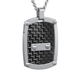 Houndstooth and Nail Dog Tag Necklace in Stainless Steel