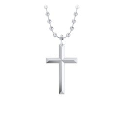 Men’s Engravable Knife Edge Silver Cross Pendant
