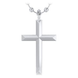 Men’s Engravable Knife Edge Silver Cross Pendant