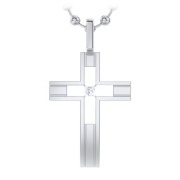 Men’s Engravable Cut-out Silver Cross Pendant