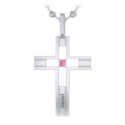 Men’s Engravable Cut-out Silver Cross Pendant