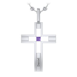 Men’s Engravable Cut-out Silver Cross Pendant