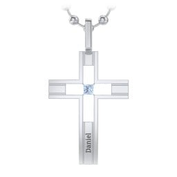 Men’s Engravable Cut-out Silver Cross Pendant