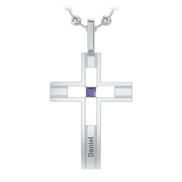 Men’s Engravable Cut-out Silver Cross Pendant