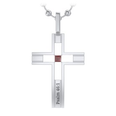 Men’s Engravable Cut-out Silver Cross Pendant – Sterling Silver with Citrine