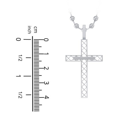 Men’s Engravable Geometric Silver Cross Pendant