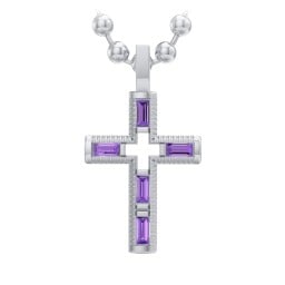 Men’s Baguette Birthstone Cross Pendant