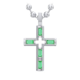 Men’s Baguette Birthstone Cross Pendant
