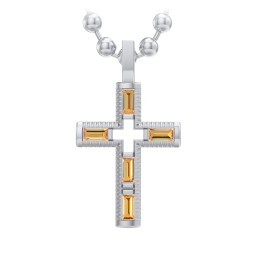 Men’s Baguette Birthstone Cross Pendant