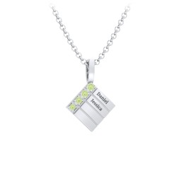 Men’s Engravable 4-Stone Pendant in 925 Sterling Silver with Peridot