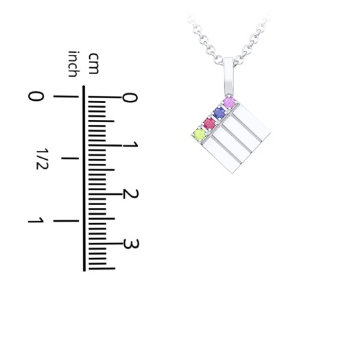 Men’s Engravable 4-Stone Pendant – Sterling Silver with Blue Sapphire and Ruby