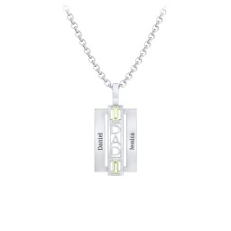 Men’s Engravable 2-Stone “Dad” Pendant in 925 Sterling Silver with Peridot