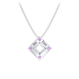 Men's Floating Square Pendant Necklace With Birthstones