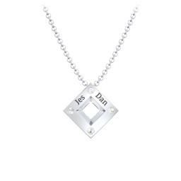 Men's Floating Square Pendant Necklace With Birthstones