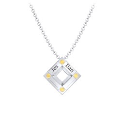 Men's Floating Square Pendant Necklace With Birthstones