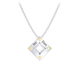 Men's Floating Square Pendant Necklace With Birthstones