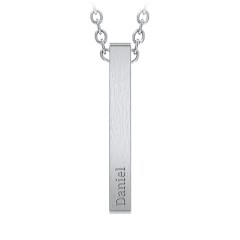 Men’s Engravable Vertical 3D Bar Necklace – Stainless Steel