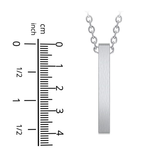 Men’s Engravable Vertical 3D Bar Necklace – Stainless Steel