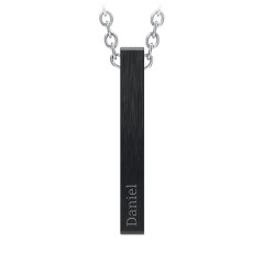 Men’s Engravable Vertical 3D Bar Necklace – Stainless Steel