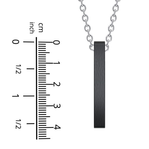 Men’s Engravable Vertical 3D Bar Necklace – Stainless Steel