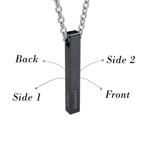 Men’s Engravable Vertical 3D Bar Necklace – Stainless Steel