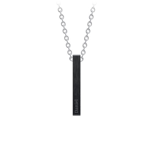 Men’s Engravable Vertical 3D Bar Necklace – Stainless Steel