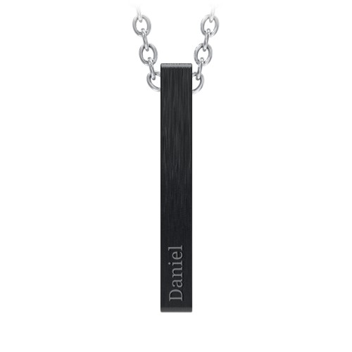 Men’s Engravable Vertical 3D Bar Necklace – Stainless Steel