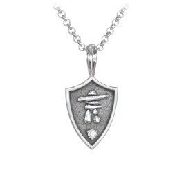 Men's Inukshuk Hero Shield Pendant with Gemstone