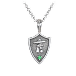 Men's Inukshuk Hero Shield Pendant with Gemstone