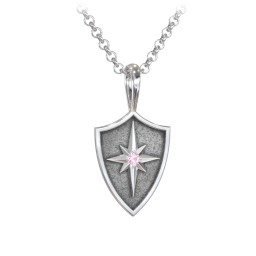 Men's Starburst Hero Shield Pendant with Gemstone