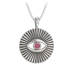 Men's Evil Eye Disc Necklace with Gemstone