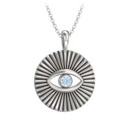 Men's Evil Eye Disc Necklace with Gemstone