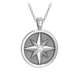 Men's Engravable North Star Disc Necklace with Gemstone