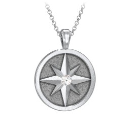 Men's Engravable North Star Disc Necklace with Gemstone