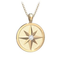 Men's Engravable North Star Disc Necklace with Gemstone