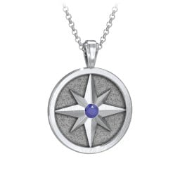 Men's Engravable North Star Disc Necklace with Gemstone